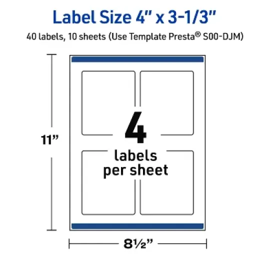 Avery 4" x 3-1/3" Labels, Gold-Dipped Edge, 40 ct image {4}