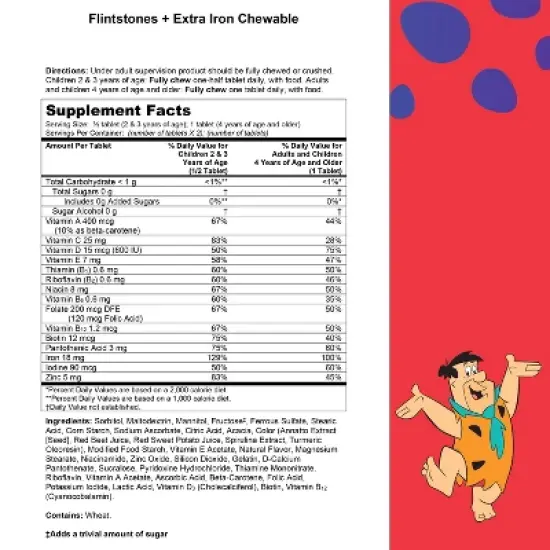 The Flintstones Chewable Kids Multivitamin + Extra Iron - 70ct image {9}