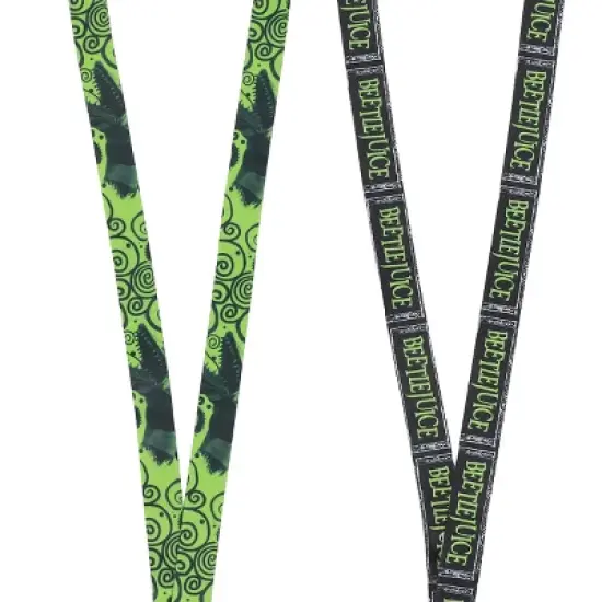 Beetlejuice Green Logo 22-inch Lanyard with Clear ID Sleeve and Rubber Charm image {2}