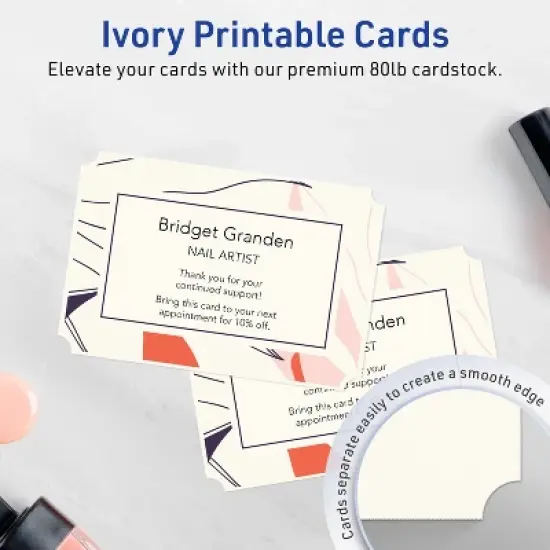 Avery Matte Ivory Invitation Cards, 5" x 7" Rectangle Scalloped Edge image {1}