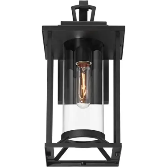 John Timberland Frederick 15 1/2" High Industrial Outdoor Wall Light Fixture Mount Porch House Weatherproof Sand Black Finish Metal Clear Glass Shade image {5}