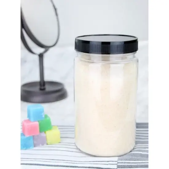 Cornucopia Brands-32oz Plastic Canisters with Black Ribbed Lids Clear 6pk image {2}