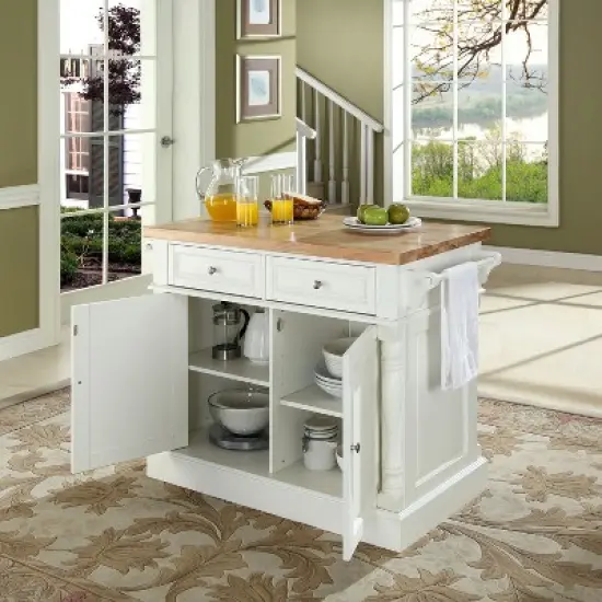 Crosley Butcher Block Top Kitchen Island - White image {4}