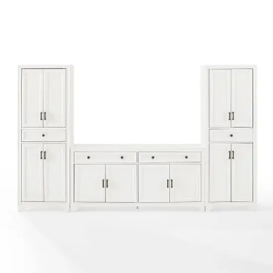 3pc Tara Sideboard and Pantry Set Distressed White - Crosley image {6}