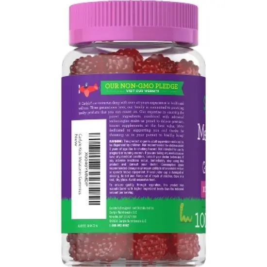 Carlyle Kids Melatonin Gummies | 1 mg | 100 Count | Fruit Flavor image {2}