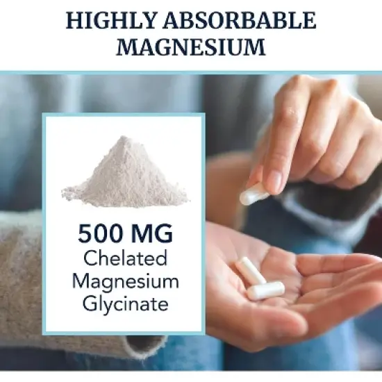 Magnesium Glycinate 500mg Supplement, High Absorption Formula for Sleep, Calm, Muscle Relaxation, Heart, Bone & Nerve Support, Nobi Nutrition image {3}