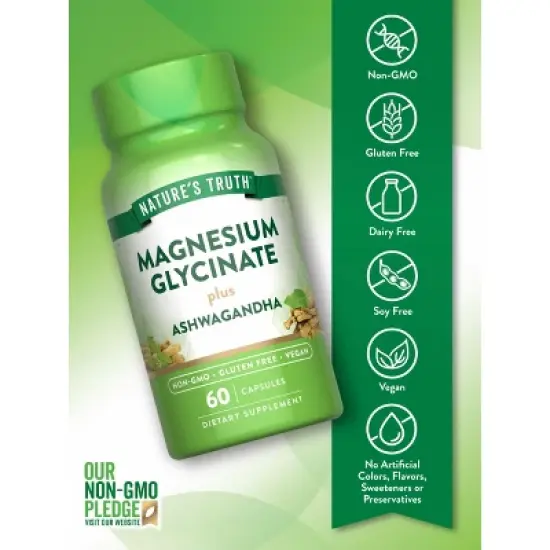 Nature's Truth Magnesium Glycinate with Ashwagandha | 60 Capsules image {2}
