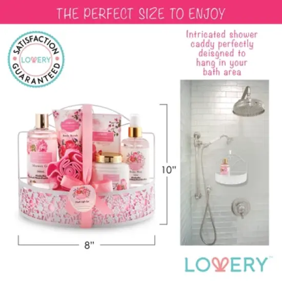 Lovery Home Spa Gift Basket - Wild Rose & Raspberry Leaf Scent - 7pc image {4}