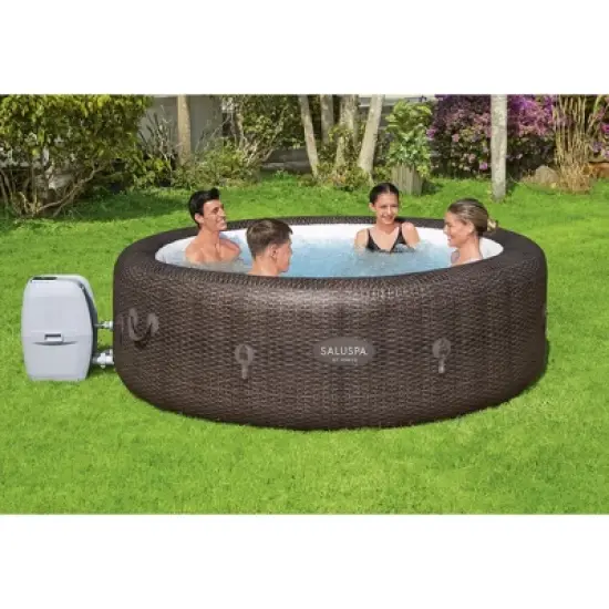 Bestway SaluSpa St Moritz 7 Person Inflatable AirJet Hot Tub Pool Spa and Intex PureSpa Attachable Cup Holder and Refreshment Tray Accessory, Tan image {5}