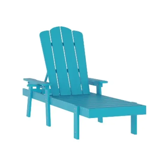 Emma and Oliver Recycled HDPE Adjustable Adirondack Lounger with Fold Out Cupholder for Indoor/Outdoor Use image {10}