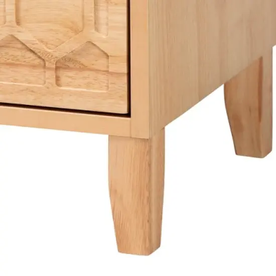 Baxton Studio King 4pc Hosea Carved Honeycomb Bedroom Set Natural image {8}