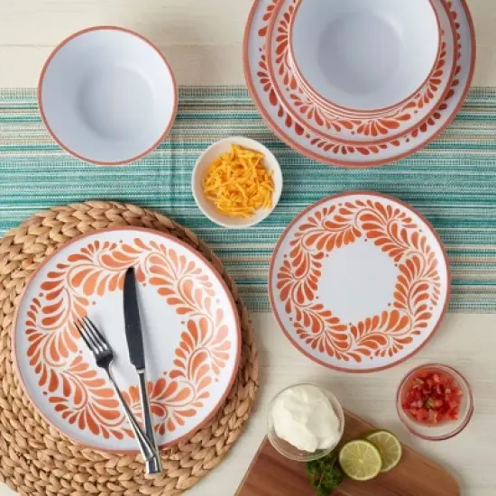 Infuse 12pc Melamine Dinnerware Set Orange image {4}