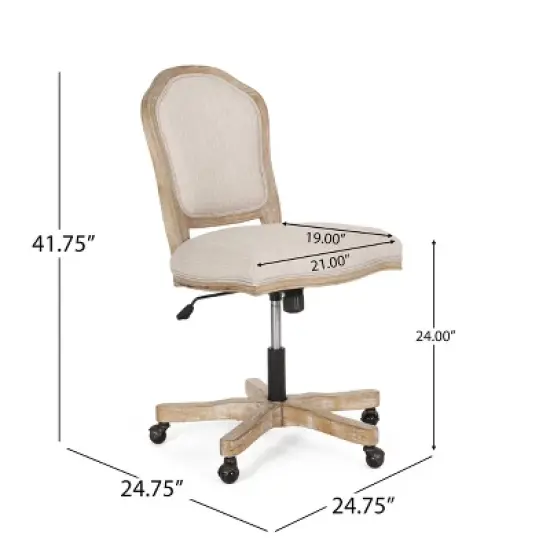 Scilley French Country Upholstered Swivel Office Chair - Christopher Knight Home image {13}