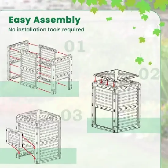Tangkula 80-Gallon Outdoor Composter W/ Large Openable Lid & Bottom Exit Door image {7}