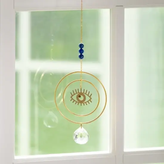 Woodstock Chimes Suncatcher Evil Eye, Blue Stone 12" image {2}