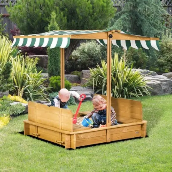 Dexmalle Children Outdoor Sand Box with Foldable Bench Seats image {3}