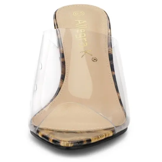 Allegra K Women's Clear Chunky Heel Slides Sandals Mules image {2}