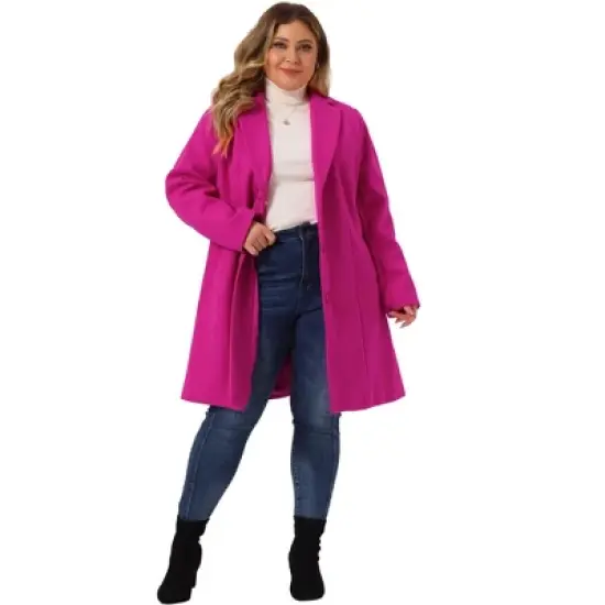 Agnes Orinda Women's Plus Size Winter Notched Lapel Single Breasted Pea Coat image {16}
