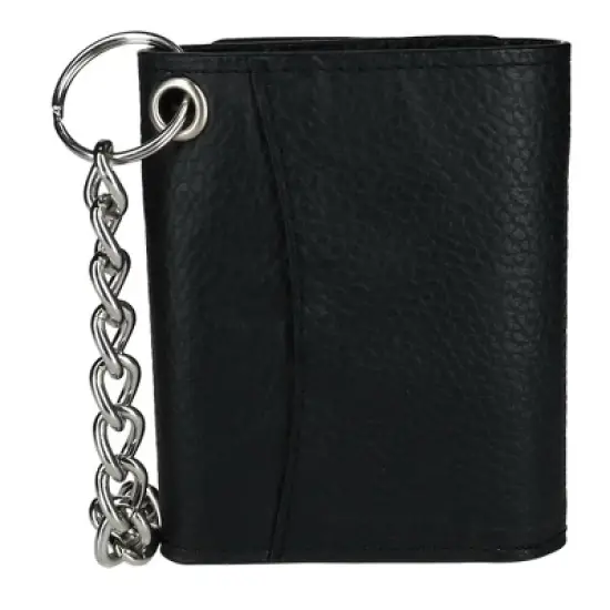 CTM Men's Pebble Grain Leather RFID Trifold Chain Wallet image {4}
