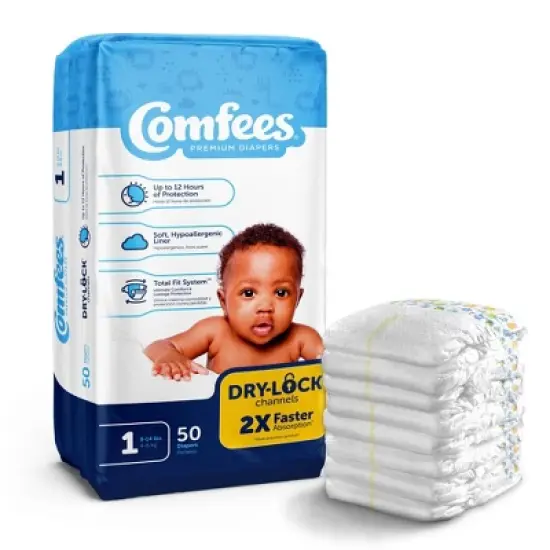 Comfees Baby Baby Diaper Size 1, 8 to 14 lbs. CMF-1, 200 Ct image {3}