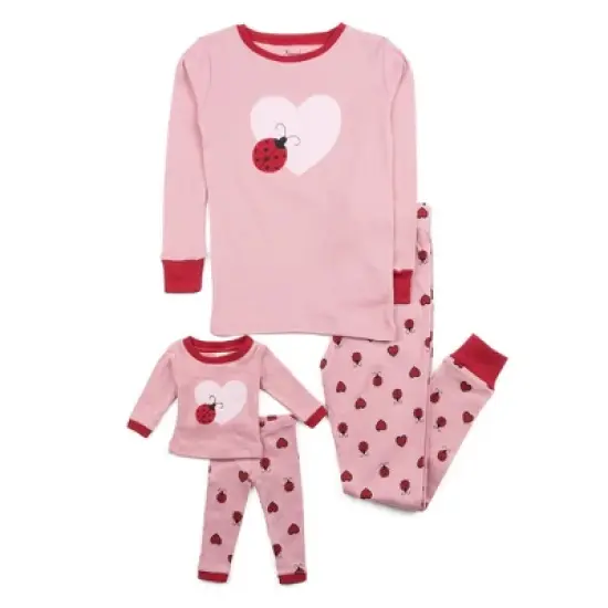 Leveret Girl and Doll Matching Cotton Animal Design Pajamas image {7}