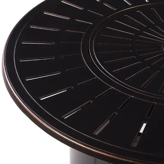 44" Round Aluminum Outdoor Propane Fire Table with Wind Blockers Lid & Propane Tank Cover - Oakland Living image {6}
