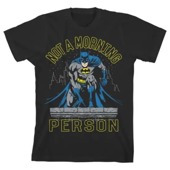 Batman Not a Morning Person Black T-shirt Toddler Boy to Youth Boy image {6}
