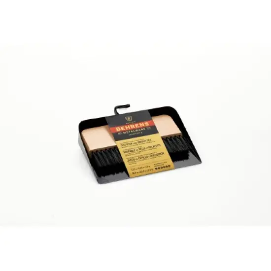 Behrens Galvanized Steel Dustpan and Brush Set Black image {2}