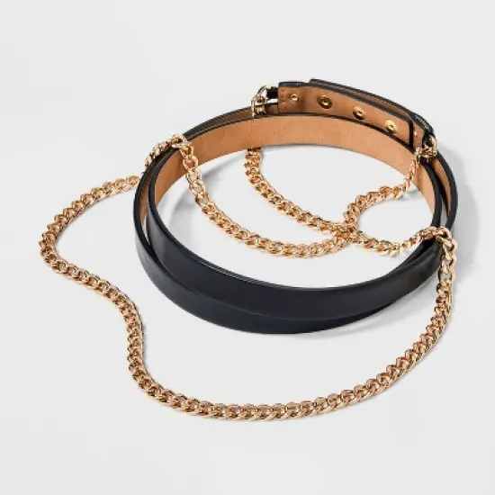 Women's Gold Chain Waist Belt - A New Day&trade; Black image {3}