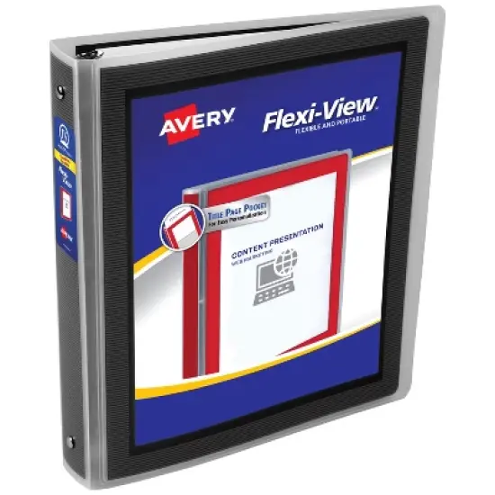 Avery Flexi-View 3 Ring Binder, 1.5" Round Rings, 1 Black Binder (17637) image {9}