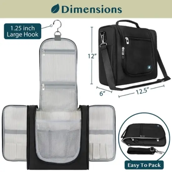 PAVILIA Toiletry Bag Travel Women Men, Hanging Water Resistant Makeup Accessories Cosmetic Organizer Large Essential Kit image {1}