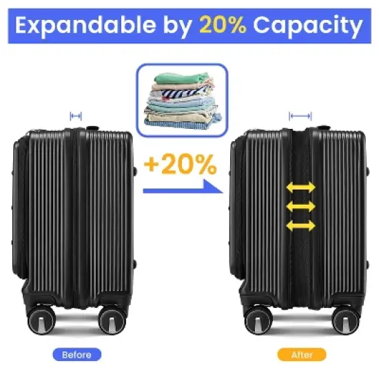 Whisen 18" Hard Shell Carry-On with Front Door, Laptop Layer & TSA Lock image {9}