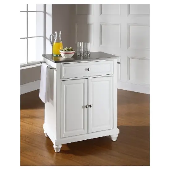 Cambridge Stainless Steel Top Portable Kitchen Island - White - Crosley image {2}