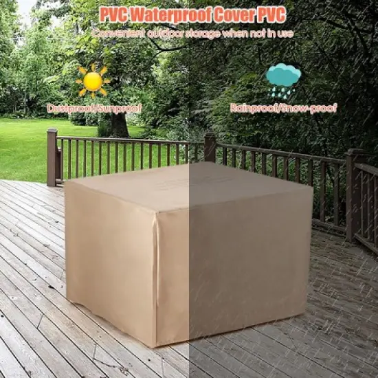 Costway 30'' Square Propane Gas Fire Pit Table Ceramic Tabletop 50,000 BTU with Cover image {7}