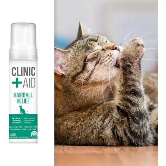 Clinic Aid Hairball Relief No-Rinse Foaming Shampoo for Cats - 7.4 fl oz image {3}