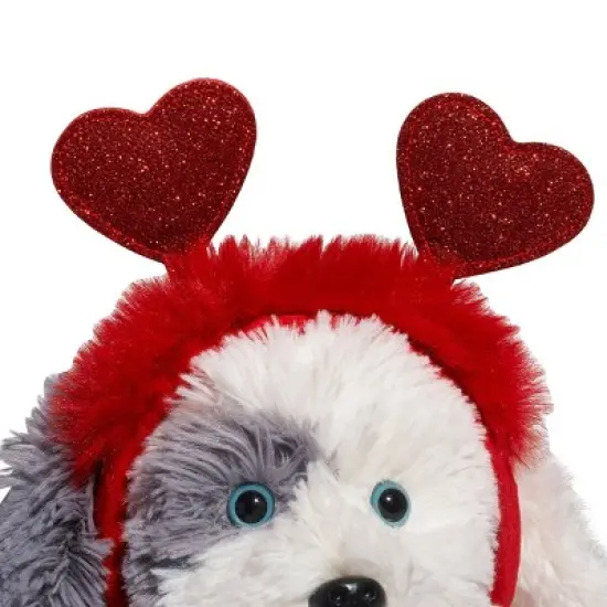 FAO Schwarz 12" Sparklers Toy Plush Sheep Dog with Removable Red Heart Boppers image {8}
