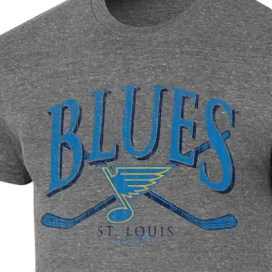 NHL St. Louis Blues Men's Short Sleeve Gray Tri-Blend T-Shirt image {2}