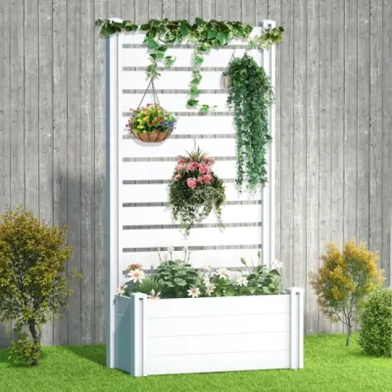 SpassWay PVC Black Rectangular Mobile Planters Planting Box Trellis for Climbing Plants image {1}