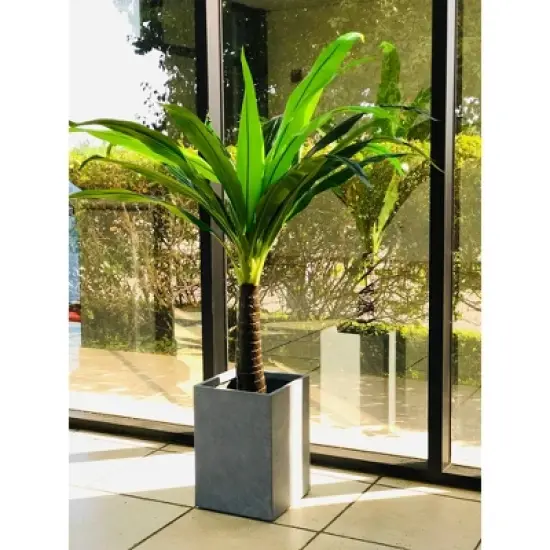 Rosemead Home & Garden, Inc. 8" Wide Kante Lightweight Tall Square Concrete Outdoor Planter Pot Slate Gray image {4}