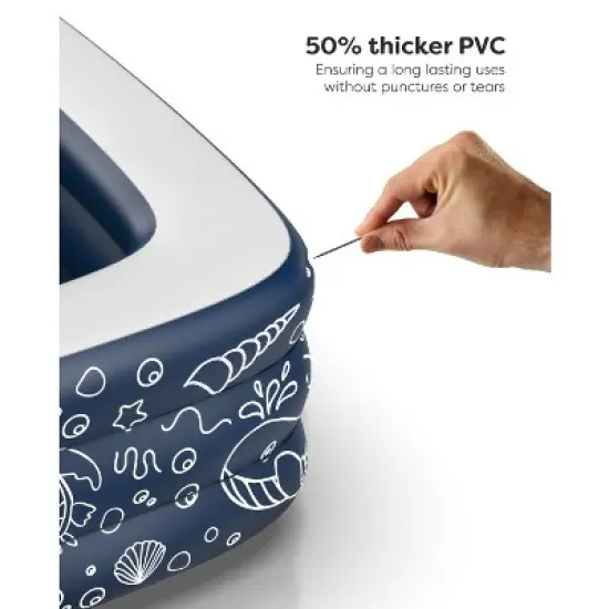 Galvanox Above Ground Inflatable Kiddie Pool Large Size Blow Up Swimming Pools Play Center Kids Children Family Outdoor Garden Backyard 120"x72"x22" image {6}