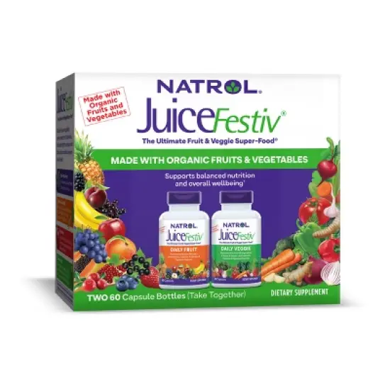 Natrol JuiceFestiv Pack Daily Fruit and Veggie Capsules to Support Balanced Nutrition - 120ct image {10}