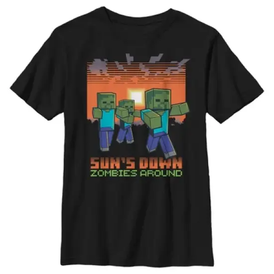 Boy's Minecraft Sun's Down Zombies Around T-Shirt image {4}