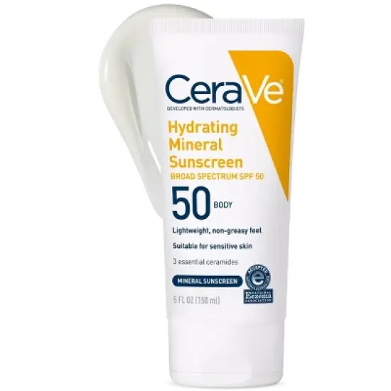 CeraVe Hydrating 100% Mineral Sunscreen for Body - SPF 50 - 5 fl oz image {1}