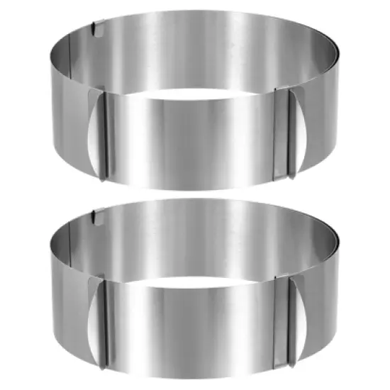 Unique Bargains Stainless Steel Round Adjustable Nonstick Cake Ring 2 Pcs image {6}