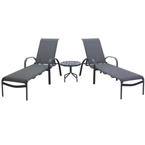 Courtyard Casual Santa Fe 3 pc Chaise Lounge Set  Includes one 20" End Table and two Chaise Loungers image {10}
