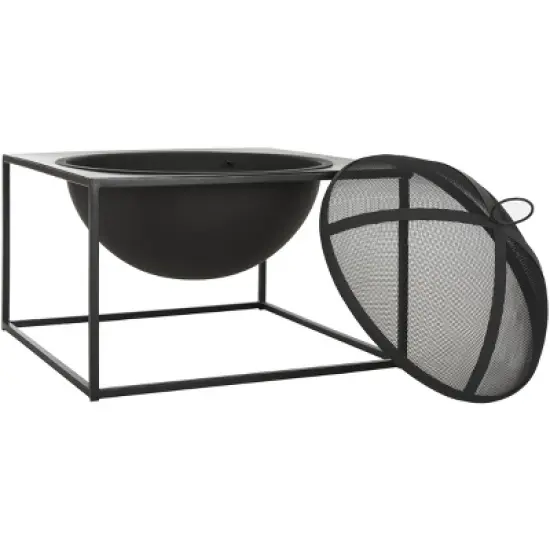 Leros Square Outdoor Fire Pit - PIT2002 - Black - Safavieh image {2}