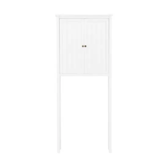 Dover Over the Toilet Hutch Wall Mounted Bathroom Storage Cabinet with Two Doors and Towel Rod White - Alaterre Furniture image {2}