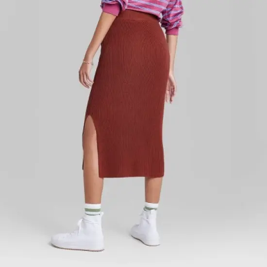 Women's Ascot + Hart Graphic Midi Knit Skirt - Brown image {2}