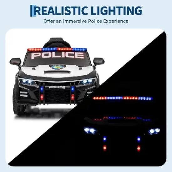 12V Police Car Ride on Car for Kids, Ride on Toys for Big Kids Cop Cars with Remote Control, Battery Powered Alert Tones image {4}