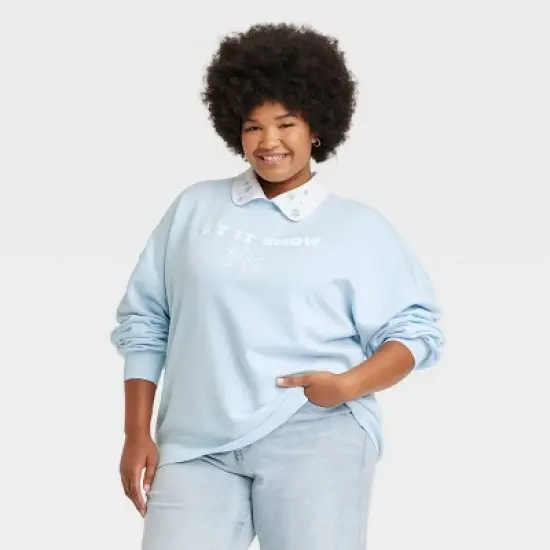 Women's Let It Snow Collared Graphic Sweatshirt - Blue image {4}